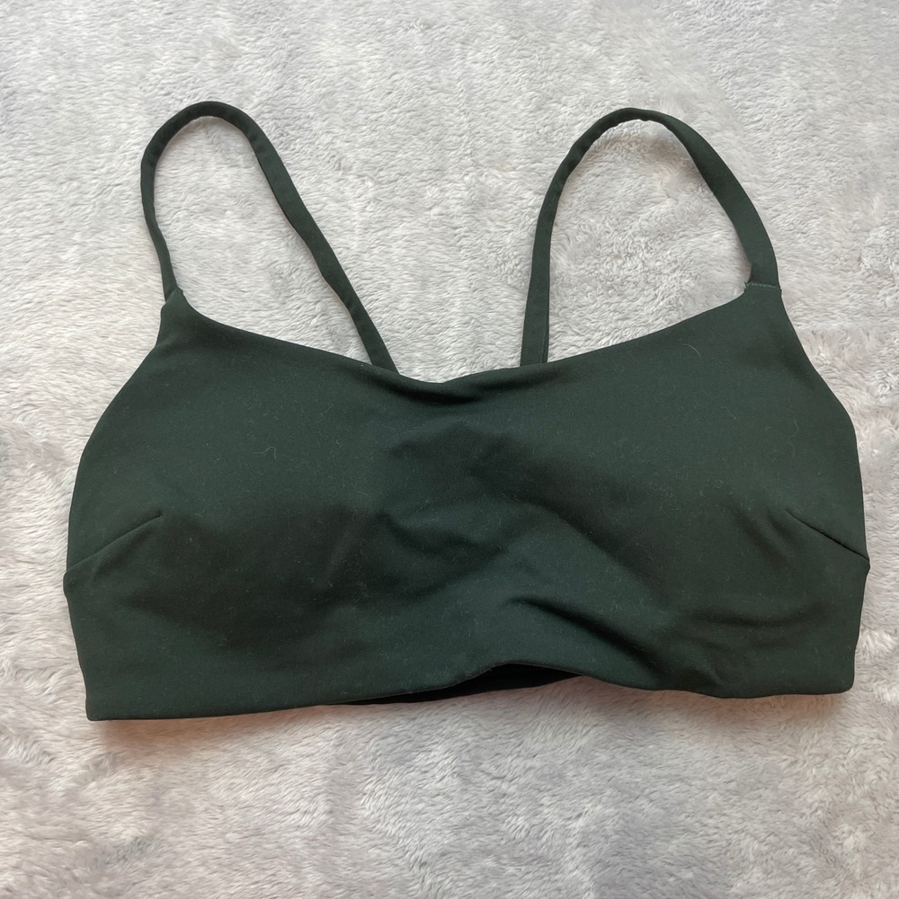 Lululemon Womens Wunder Train Strappy Racer Sports Bra Size 4 Green Nulu LW2DTMS